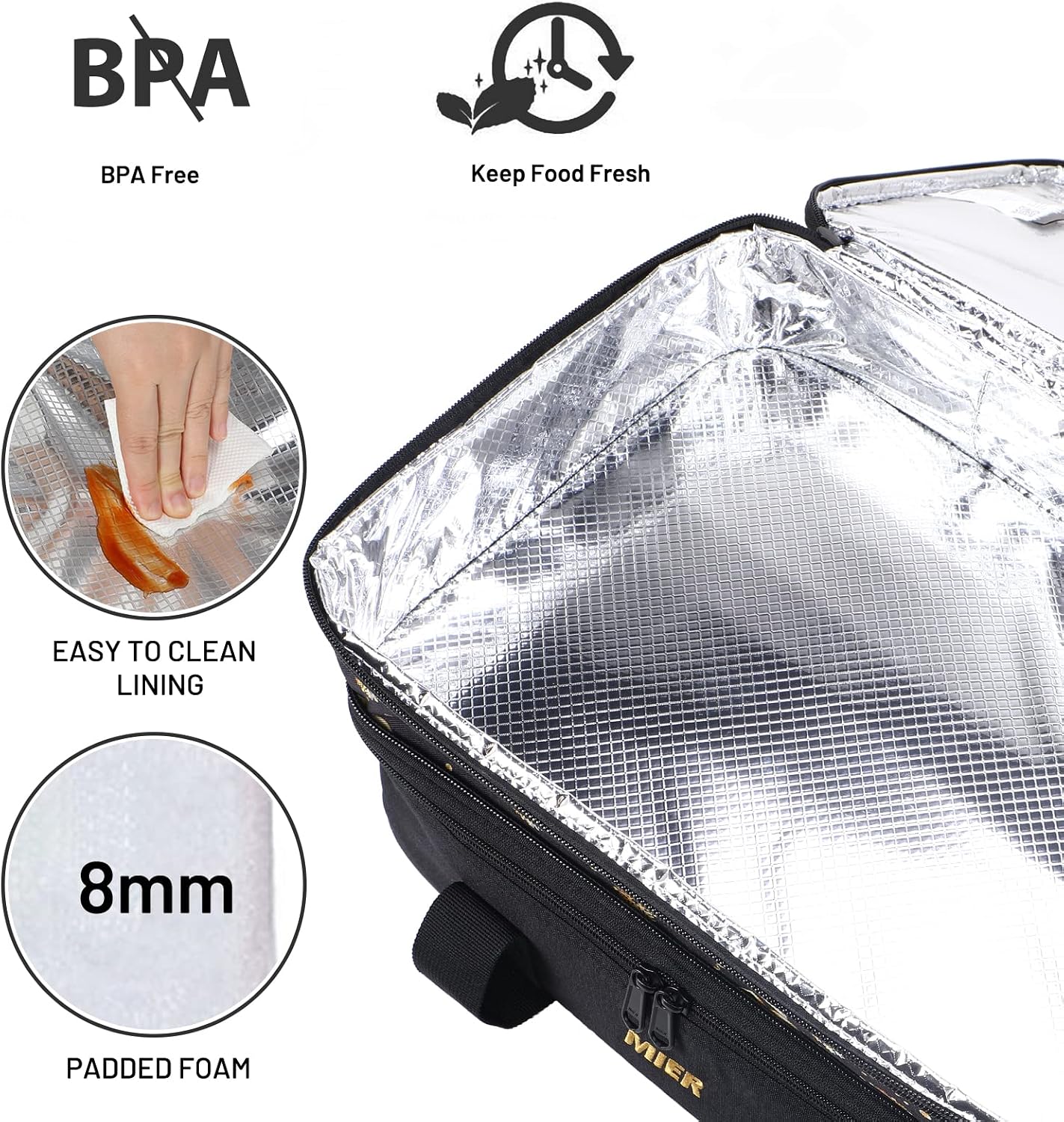 MIER Insulated Double Casserole Carrier Bag for Lasagna Lugger, Potluck Parties, Picnic, Beach, Fits 9 x 13 Inches Baking Dish, Casserole Dish, Expandable, Dark Blue