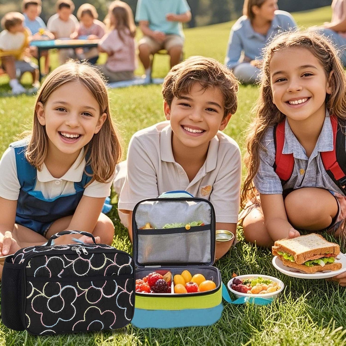 RHCPFOVR Kids Lunch Bag - Insulated Lunch Box for Boys Girls,Washable Lunch Bag and Reusable Toddler Leak-proof Lunchbox for School and Daycare - Colors A