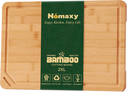 Homaxy Extra Large Bamboo Cutting Boards for Kitchen, 18x12.5" Wood XL Cutting Board with Juice Groove, Butcher Block Wooden Chopping Board for Kitchen, Meat, Cheese, Fruit & Vegetables - Pre Oiled