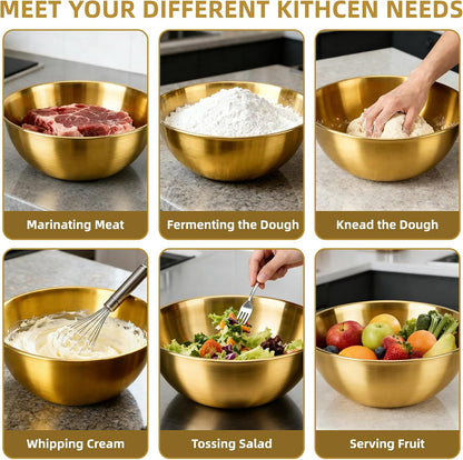 3-Piece Stainless Steel Mixing Bowls (7.1") Metal Bowl Set with Measurement Marks, Dishwasher Safe & Stackable - Perfect for Baking, Salad Making, Meal Prep and Kitchen Use