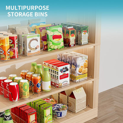 Ettori Set of 6 Clear Plastic Storage Bins - The Ultimate Pantry Organizers and Storage Solution for Kitchen, Cabinet, and Refrigerator Organization
