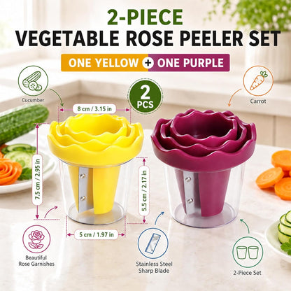 Vegetable Spiralizer and Curler, 2 Pack Rose Slicer for Carrot & Cucumber