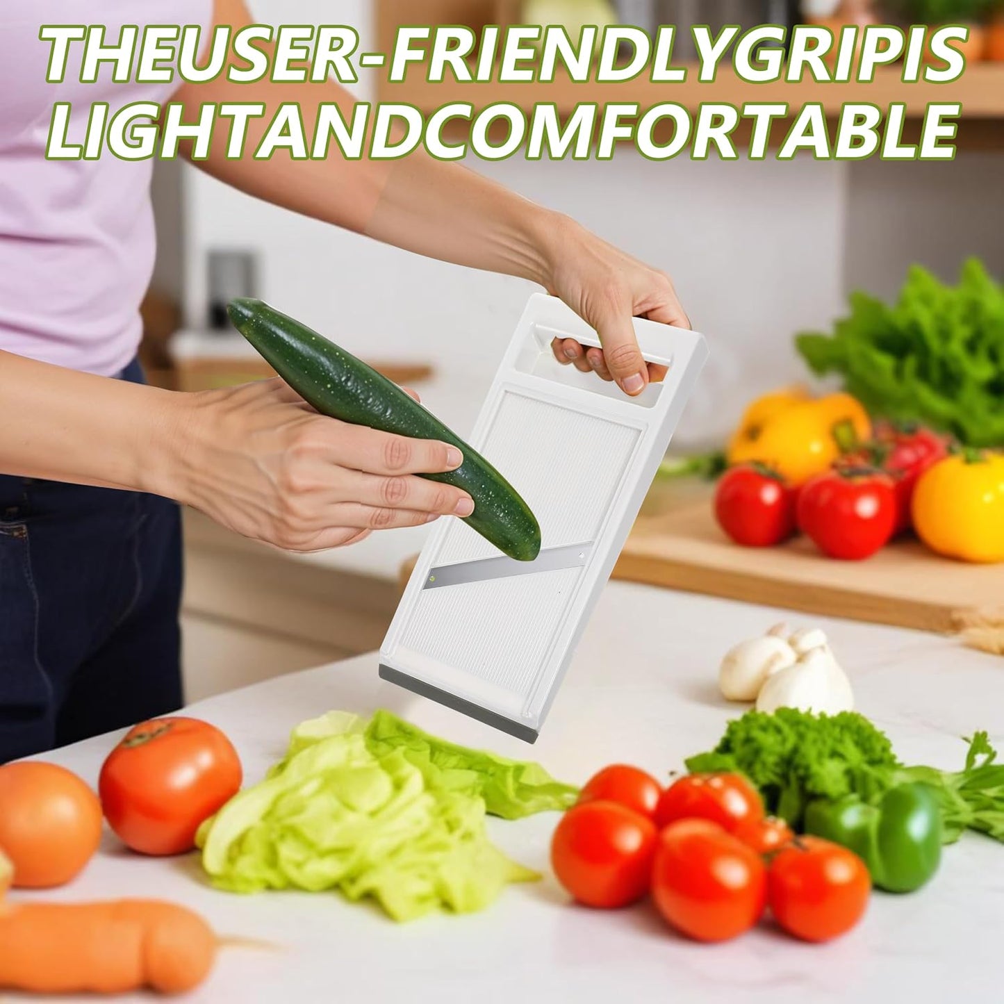 Hand Held Mandoline Slicer,Portable Handheld Vegetable Mandoline Slicer with Stainless Steel Blade, Cucumber Clicer Thin for Vegetables,Fruits,Potatoes,Cheese,Carrots,Quick Uniform Slice