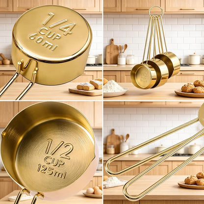 9PCS Black Stainless Steel Measuring Cups and Spoons Set, Heavy Duty Measuring Cup Set