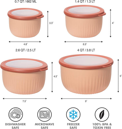 Oggi Prep, Store & Serve Plastic Bowl w/See-Thru Lid- Dishwasher, Microwave & Freezer Safe, (4 qt) Lt Gray w/Dk Gray Lid