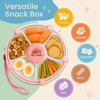 Snack Container for Toddlers with Lid, 5-Compartment BPA-Free Toddler Snack Spinner – Non Toxic, Leak-Proof, Easy Open, Dishwasher Safe Travel Snack Box for Toddlers (Mint Green)