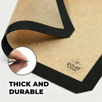 Zulay Kitchen Silicone Baking Mat – 16.5"×11.6" BPA-Free Reusable Baking Sheet, Heat Resistant 480°F – Non-Slip Border, Perfect for Cookies, Bread, Pastries & Oven Use - (Dark Gray)