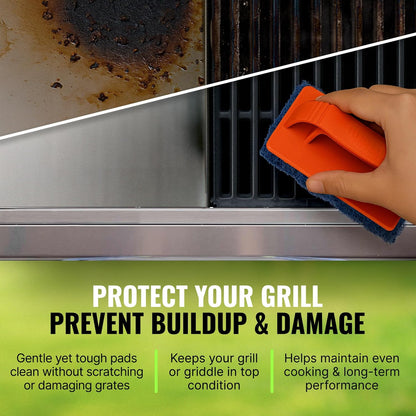Citrusafe BBQ Grill Cleaner Spray & Grill Scrubber with 9 Heavy Duty Replaceable Pads