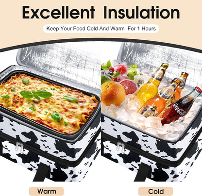 Insulated Casserole Carrier, Portable Casserole Carrier for Hot or Cold Food Lunch Tote Warmer or Cooler Bag, Lasagna Lunch Bag for Potluck Parties- Fits 9" x 13" Baking Dish-Charcoal Grey