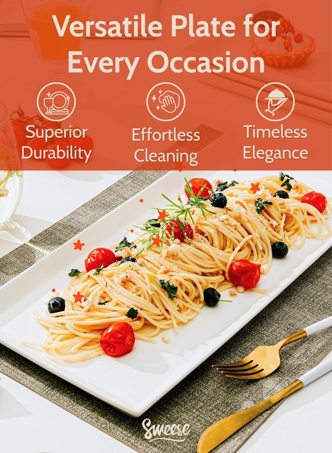 Sweese Serving Platter, 15.5/13.8/11.7 Inch Rectangle Porcelain Serving Trays, Serving Dishes for Entertaining, White Platters for Serving Food Party, Turkey Platter for Thanksgiving, Set of 3