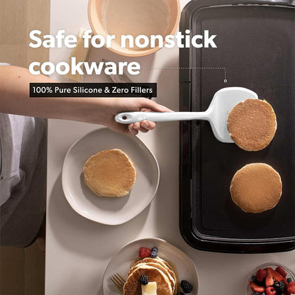 DI ORO Silicone Turner Spatula Set - Kitchen Spatulas for Nonstick Cookware - Cooking Utensils for Flipping Eggs & Pancakes - 600°F Heat-Resistant BPA Free Turners - Dishwasher Safe (4pc, Black)