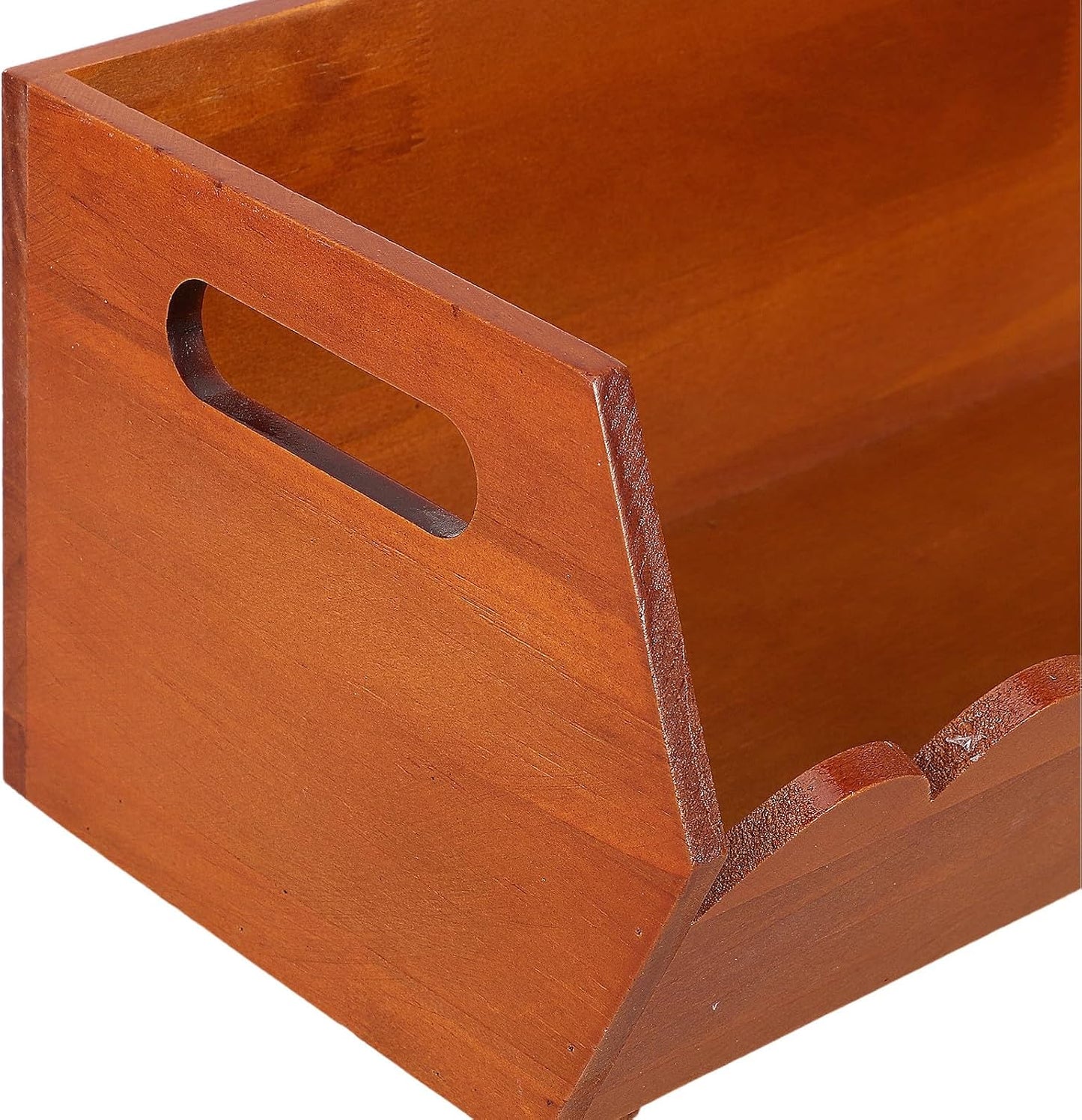 Rustic Wooden Pantry Storage Bin with Ergonomic Handles and Open Front Design, Handheld Kitchen Basket for Potatoes, Vegetables, 13.19x6.50x5.51in, for Desk or Kitchen