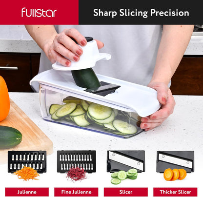 Fullstar Core Vegetable Chopper - Chop and Slice Lid - Food Chopper with Container, Veggie Chopper, Fruit Slicer, Onion Dicer - Meal Prep Essential - Kitchen Gadgets and Gifts (6-in-1, White/Black)