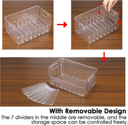 BSTKEY Seasoning Packet Organizer, Food Storage Organizer with Divided 8 Removable Compartments, Plastic Storage Caddy for Kitchen Pantry Cabinet, Kitchen Organization Bin for Snacks Spice Packets