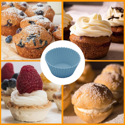 6 pack Silicone Baking Cups, Reusable Muffin Liners Non-Stick Cup, Cake Molds Set,Cupcake Silicone Liner Cupcake Holder,Bpa Free (navy blue)