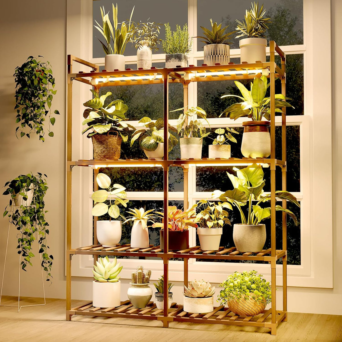 Bamworld Plant Stand Indoor Plant Shelf Outdoor Wood Plant Rack