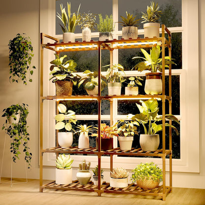 Bamworld Plant Stand Indoor Plant Shelf Outdoor Wood Plant Rack