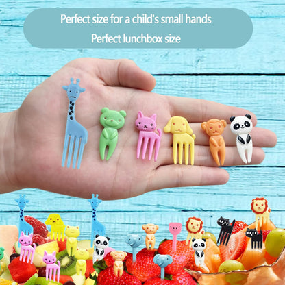 UOUYOO 36 Pcs Animal Food Picks, Cute Cartoon Animal Fruit Food Toothpicks,Reusable Lunch Picks Bento, Lunch Bento Box Picks