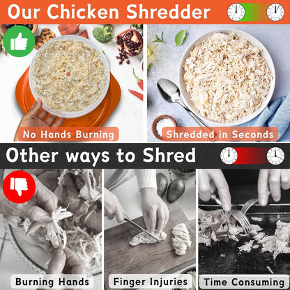 Chicken Shredder Tool Twist Large – 10.2 Inch Non Slip Meat Shredder with Removable Tray- BPA Free, Dishwasher Safe, Heat Resistant Chicken Breast Shredder with Handle & Serving Tong