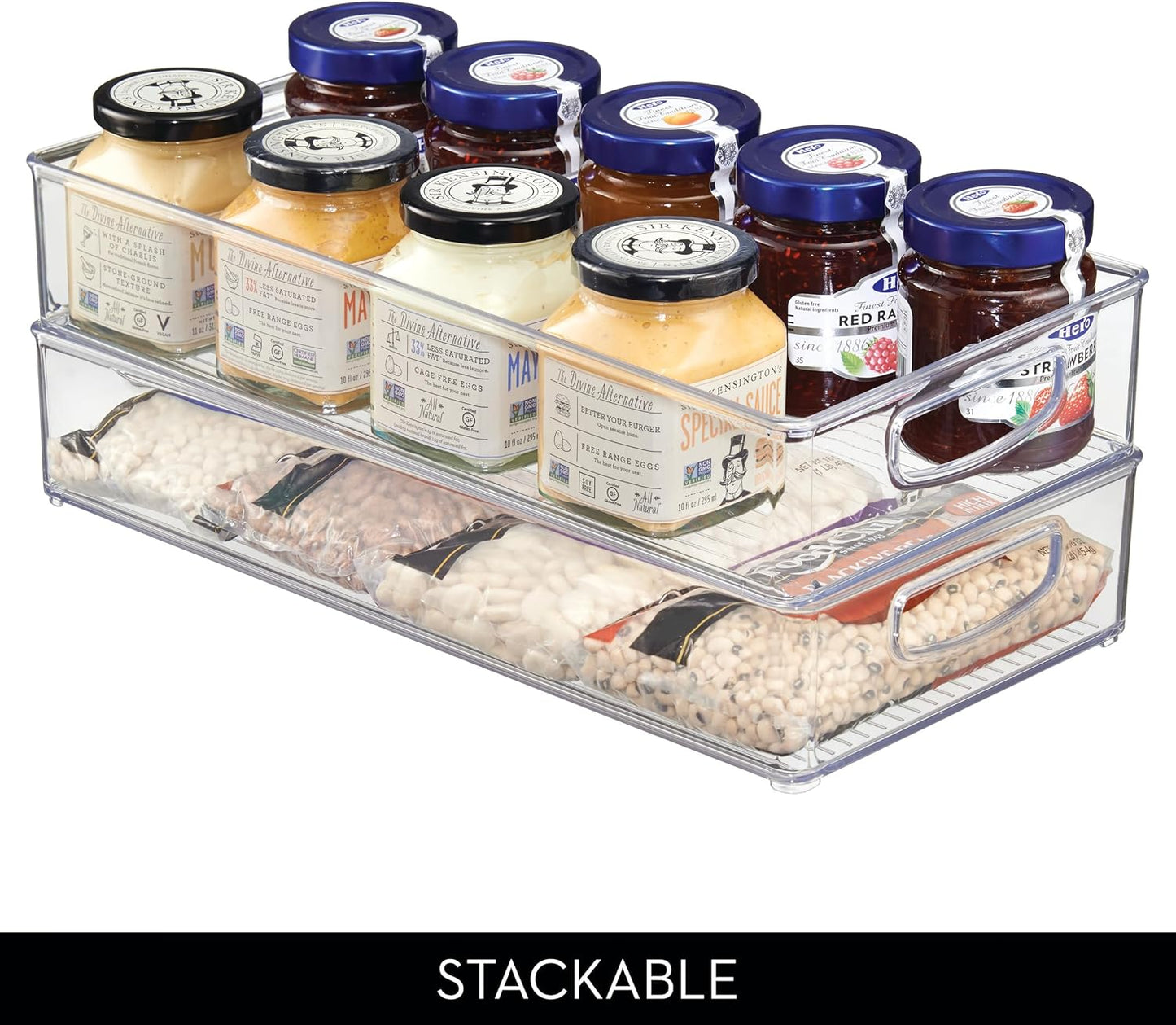 iDesign Slim Extra Long Clear Storage Bin, Narrow Stackable Organizer for Kitchen or Pantry