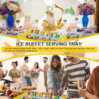 Leitee Inflatable Serving Bar with Drain Plug 52 x 24 x 5'' Inflatable Ice Serving Buffet Bar for Party Food Cooler Buffet Drink(Black,Basic Style)