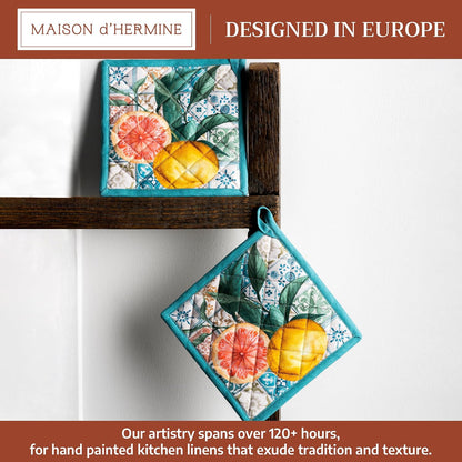 Maison d' Hermine 100% Cotton Oven Mitt & Pot Holder Set (7.5"x13" & 8"x8") - Colors C