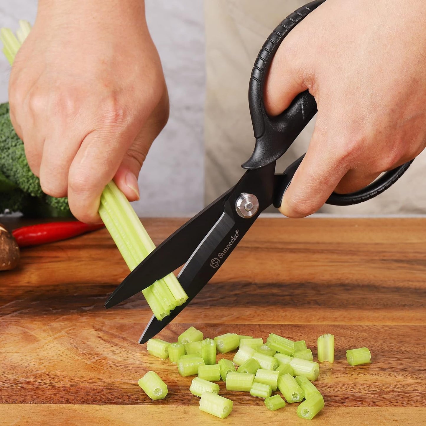 Sunnecko Heavy Duty Kitchen Scissors - Stainless Steel Kitchen Shears, Ultra Sharp Micro Serrated Poultry Shears, Cooking Scissors for Meat, Dishwasher Safe