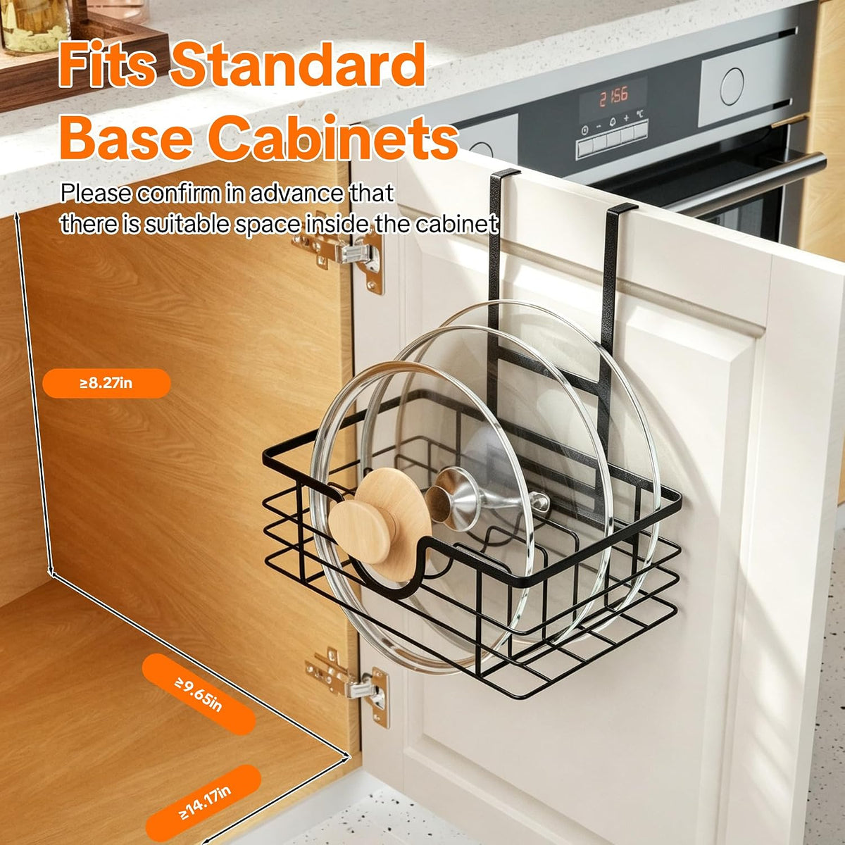 Pot Lid Organizer for Cabinet, Adjustable Height Pan Lid Holder