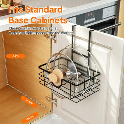 Pot Lid Organizer for Cabinet, Adjustable Height Pan Lid Holder