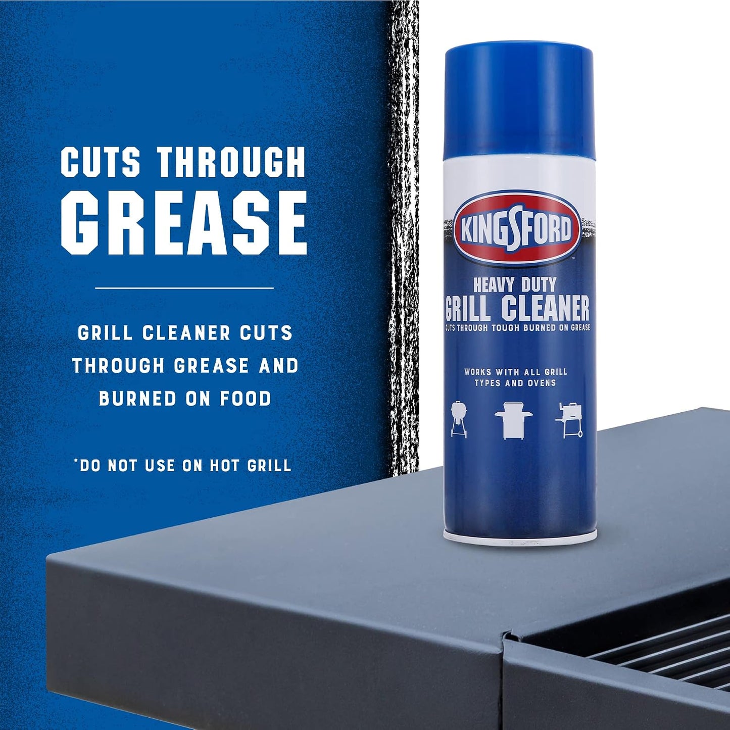Kingsford Heavy Duty Foaming Grill Cleaner Spray, BBQ Degreaser for Charcoal & Gas Grills, Cuts Grease, Burnt-On Food & Grime, Easy Spray-On Foam for Grill Grates & Surfaces, Aerosol Can, 19 Oz