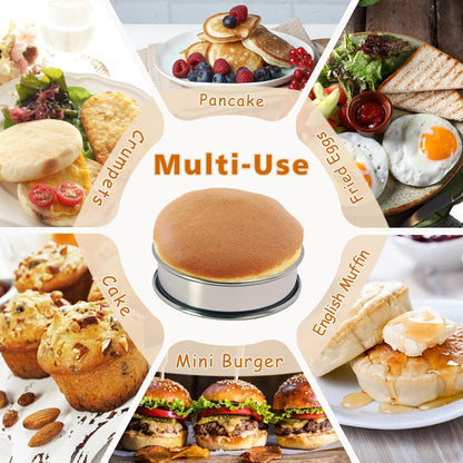 Cookie Rings For Baking 6Pcs, 3.15" English Muffin Ring,Egg Rings, Stainless Steel Crumpet Rings For Frying Eggs, Metal Baking Molds For All Kinds of Breakfast