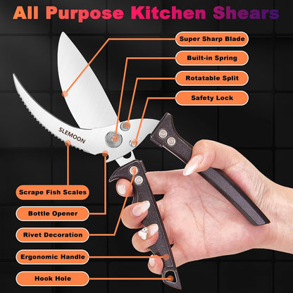Heavy Duty Kitchen Shears for Food,Silver Kitchen Scissors | Dishwasher Safe and Food Stainless Poultry Shears for Chicken Turkey Thanksgiving,Gift Box
