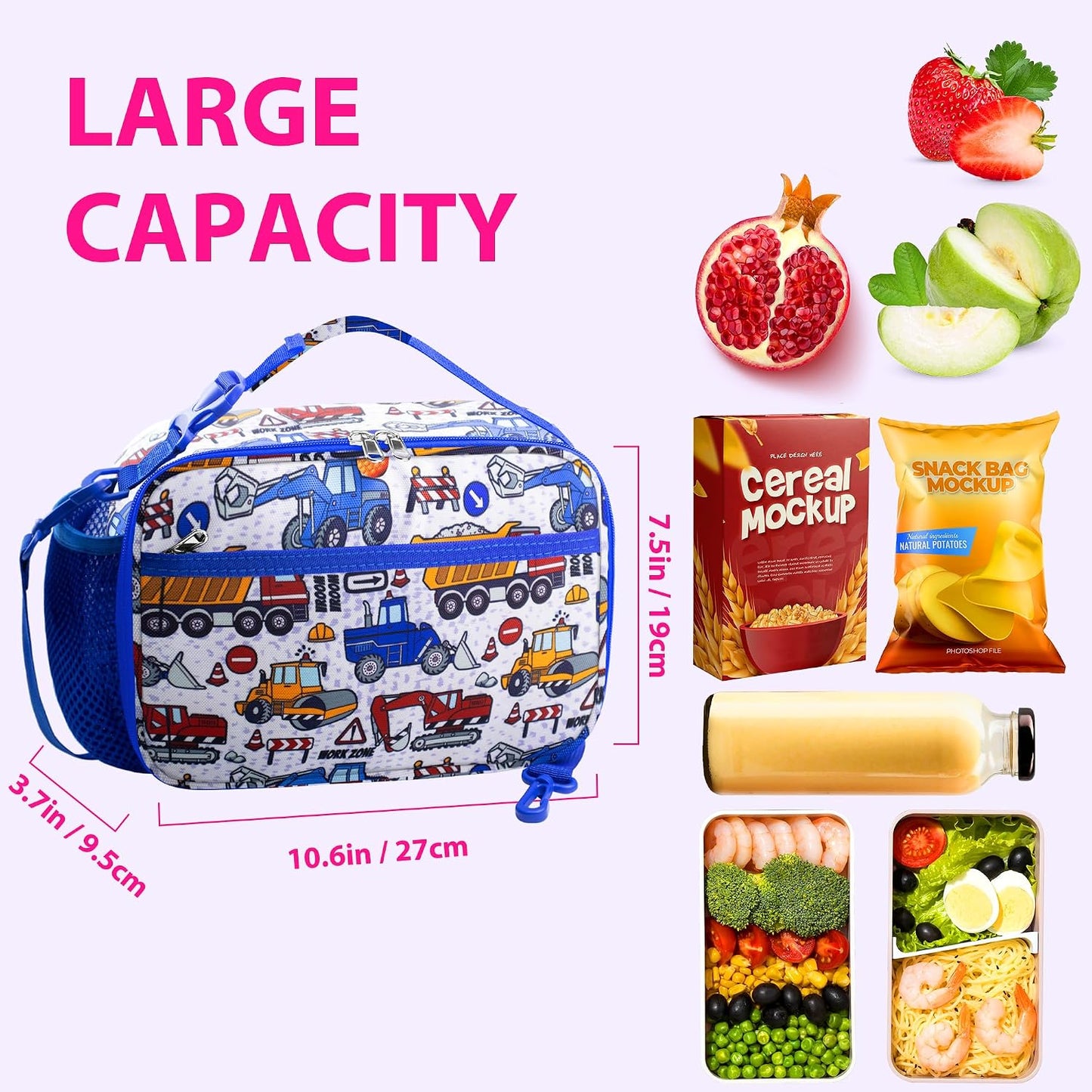 RLGPBON Kids Lunch Bag,Insulated Lunch Box for Girls,Lunch Bag Toddler Teen,School Daycare Cute Travel bags