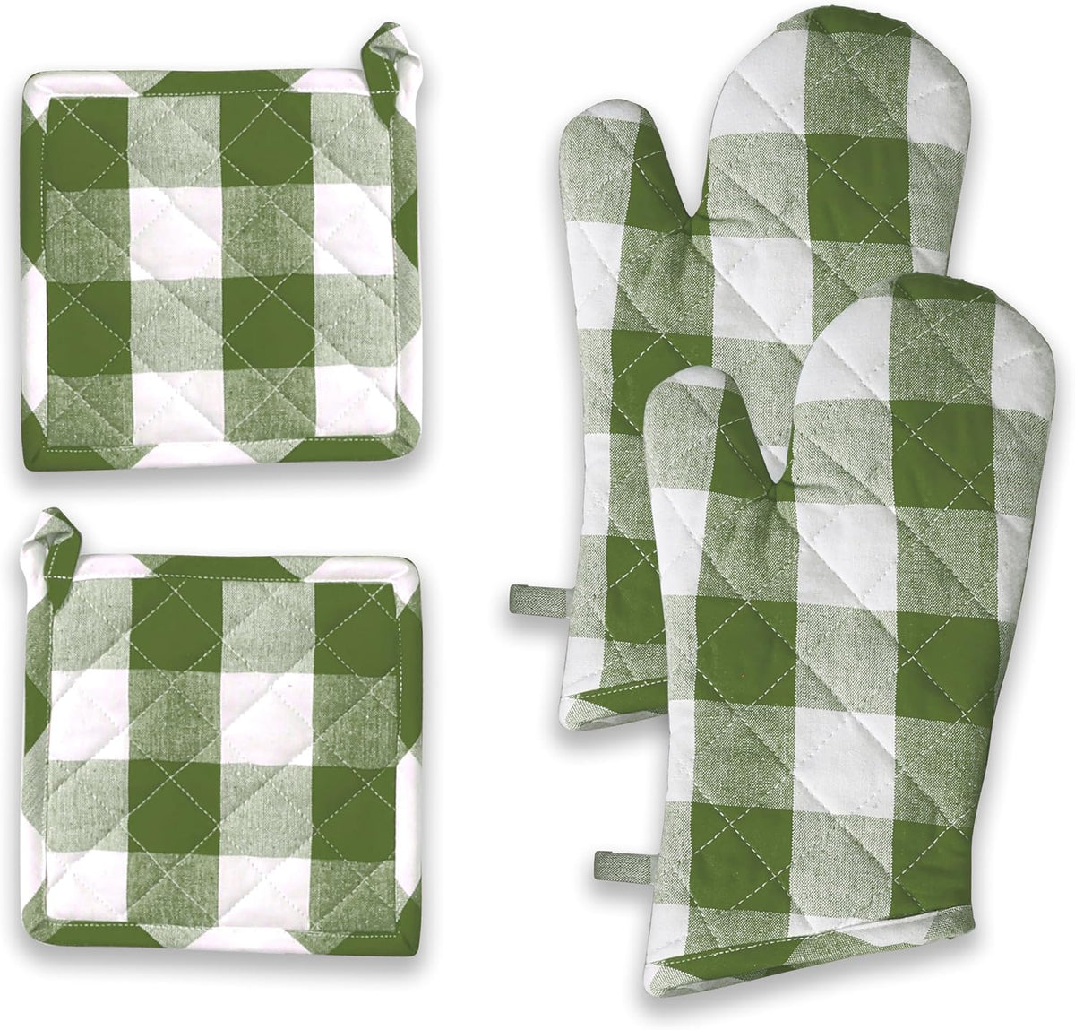 Oven Mitt (7"x13") & Pot Holder (8"x8") 100% Cotton Set of Heat Resistant Oven Gloves & Hot Pads for Gifts, BBQ, Cooking, Baking, Thanksgiving - Mustard Yellow