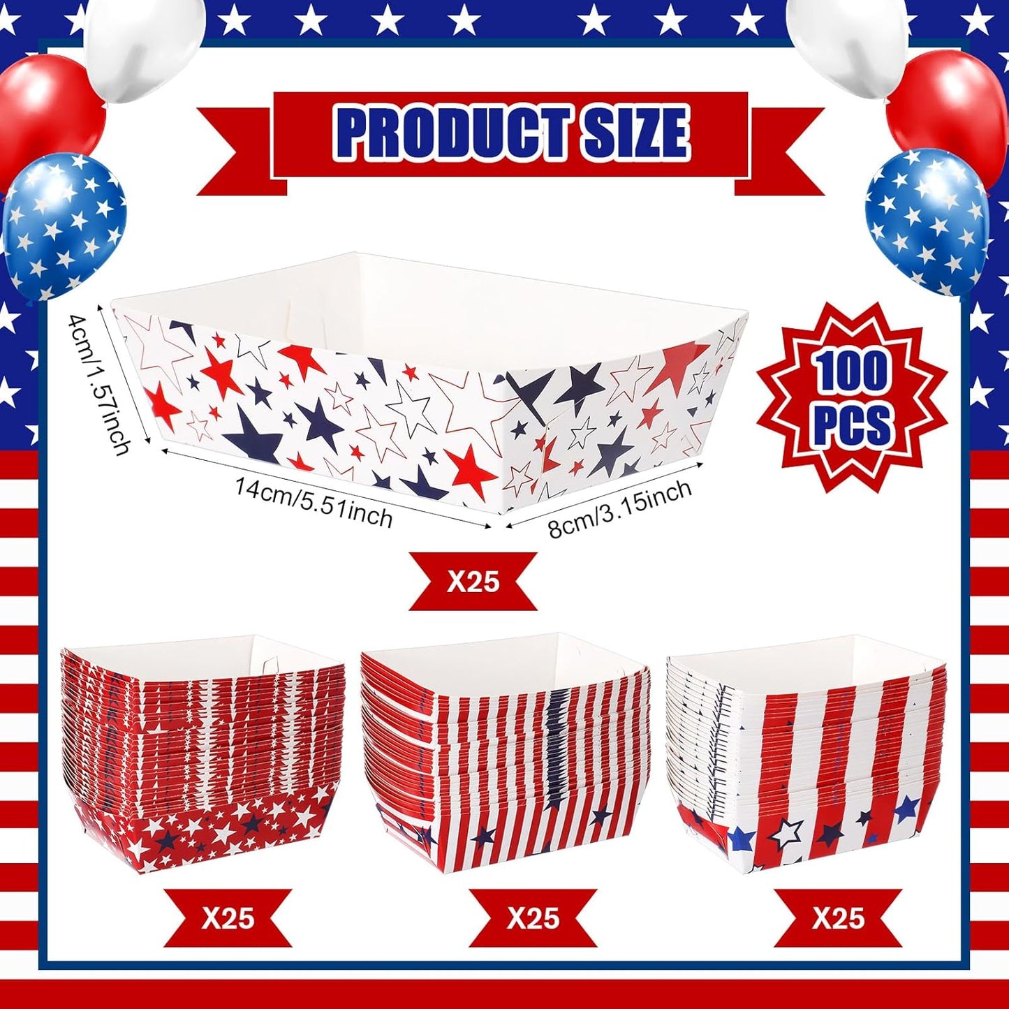 Honeydak 100 Pieces Mother's Day Heart Pattern Paper Food Trays Disposable Nacho Container Paper Boats Serving Trays for Hot Dog Popcorn Taco Snack Candy Food Container Party Supplies