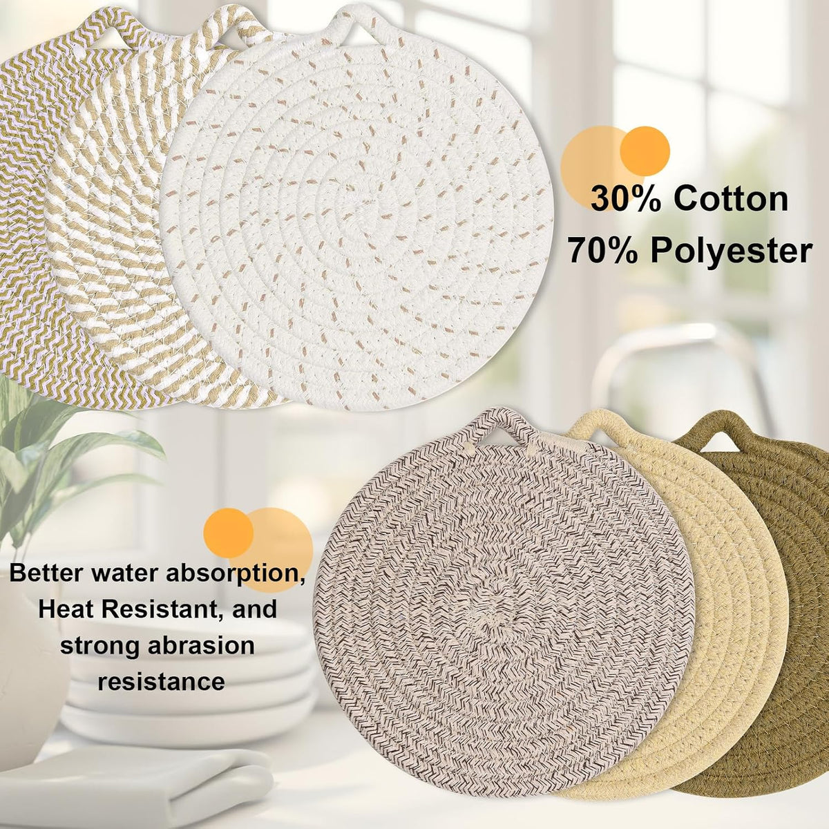 7" Trivets for Hot Dishes, 6 Pack Trivets for Hot Pots and Pans