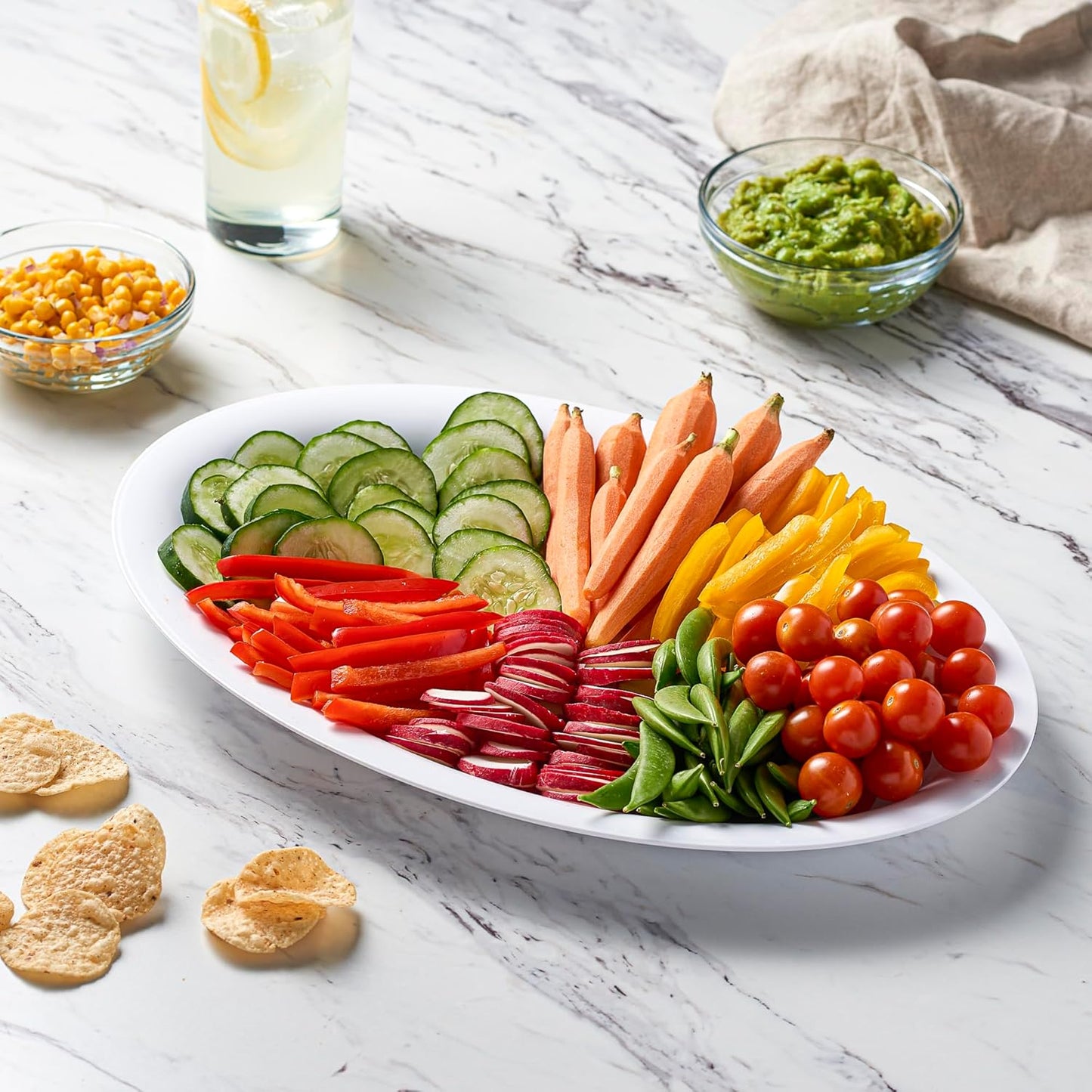 PLASTICPRO Plastic Oval Serving Trays - Serving Platters Oval 11 X 16 Disposable Party Dish Crystal Clear Pack of 4