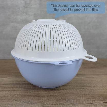 EIKS 2 Pack Plastic Kitchen Colander Basket with Strainer Bowl for Washing Draining Vegetables Fruit Grains Salad Cooing Preparation