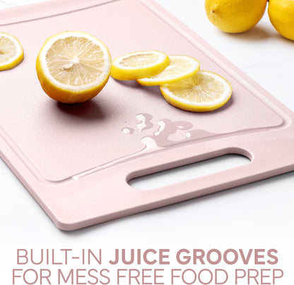 COOK WITH COLOR Non-Slip Cutting Board Set – Kitchen Essentials with Easy Grip Handle for Meat, Veggies, and Fruits, 3 Cutting Boards, Speckled White