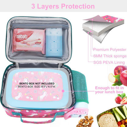 RHCPFOVR Kids Lunch Bag - Insulated Lunch Box for Boys Girls,Washable Lunch Bag and Reusable Toddler Leak-proof Lunchbox for School and Daycare - Colors A