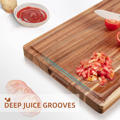 GlowSol Extra Large Acacia Wood Cutting Boards for Kitchen, 24 x 18 Inch