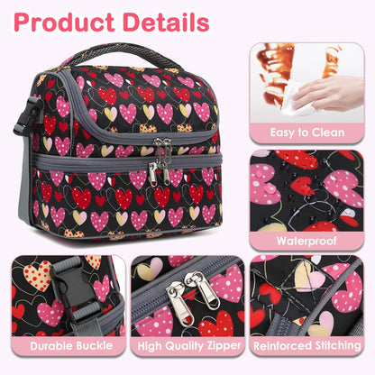 FlowFly Kids Double Decker Cooler Insulated Lunch Bag Large Tote for Boys, Girls, Men, Women, With Adjustable Strap, Unicorn