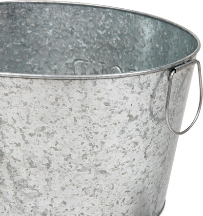Mind Reader Ice Beverage Bucket for Parties, Wine Bucket, Baby Photo Tub, Galvanized Metal, 17.25" L x 11" W x 9.5" H, Silver