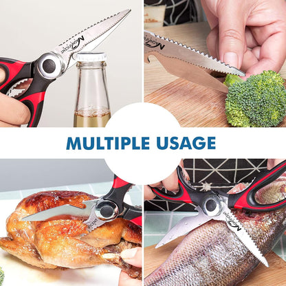 Magnificent Kitchen Scissors Heavy Duty - Multi-Purpose Kitchen Shears for Meat, Poultry, Food - Stainless Steel Cooking Scissors - Dishwasher Safe Culinary Shears