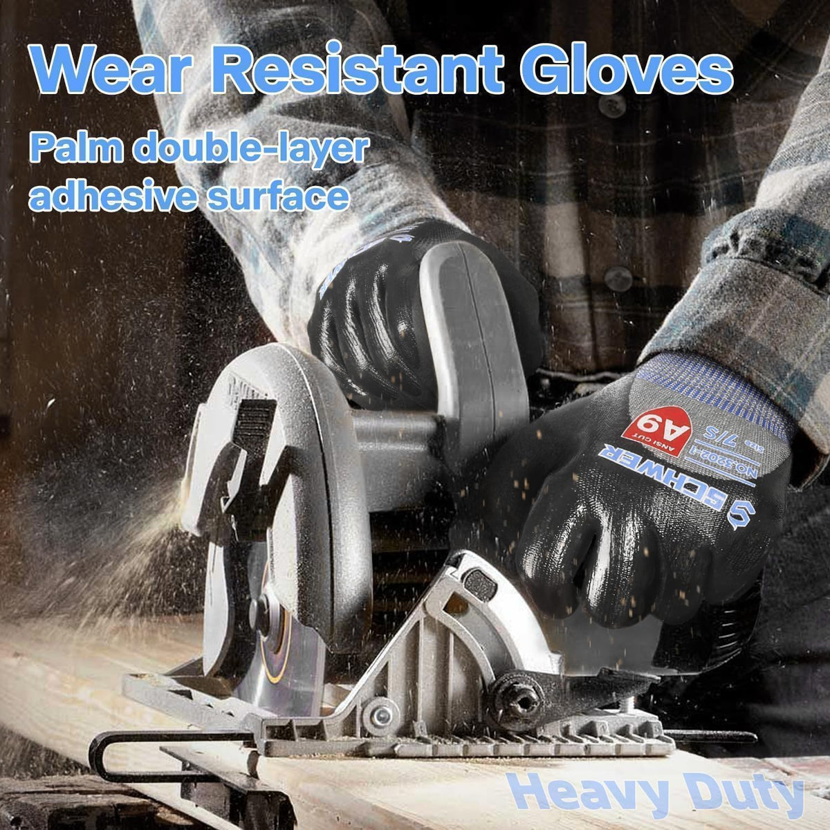 Schwer A9 Cut Resistant Work Gloves, 3/4 Double-Dipped Coating, PM3202, L