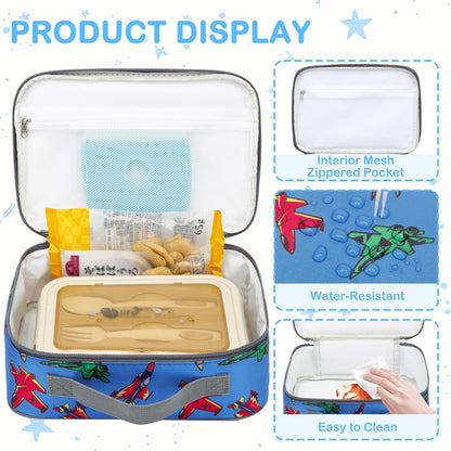 FlowFly Kids Lunch box Insulated Soft Bag Mini Cooler Back to School Thermal Meal Tote Kit for Girls, Boys, Astronaut - Colors A