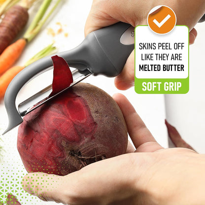 Spring Chef Premium Swivel Vegetable Peeler, Soft Grip Handle and Ultra Sharp Stainless Steel Blades - Perfect Kitchen Peeler For Veggie, Fruit, Potato, Carrot, Apple - Mango