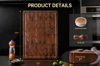THETCHRY Teak Wood Cutting Board Set of 3 Wooden Cutting Boards for Kitchen | Premium Teak Wood • FSC Certified • Deep Juice Groove • Built-In Handles • Non-Slip Feet • 3 Practical Sizes • Gift-Ready Box