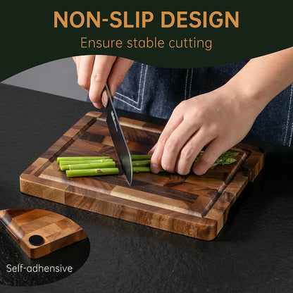 THETCHRY Teak Wood Cutting Board Set of 3 Wooden Cutting Boards for Kitchen | Premium Teak Wood • FSC Certified • Deep Juice Groove • Built-In Handles • Non-Slip Feet • 3 Practical Sizes • Gift-Ready Box
