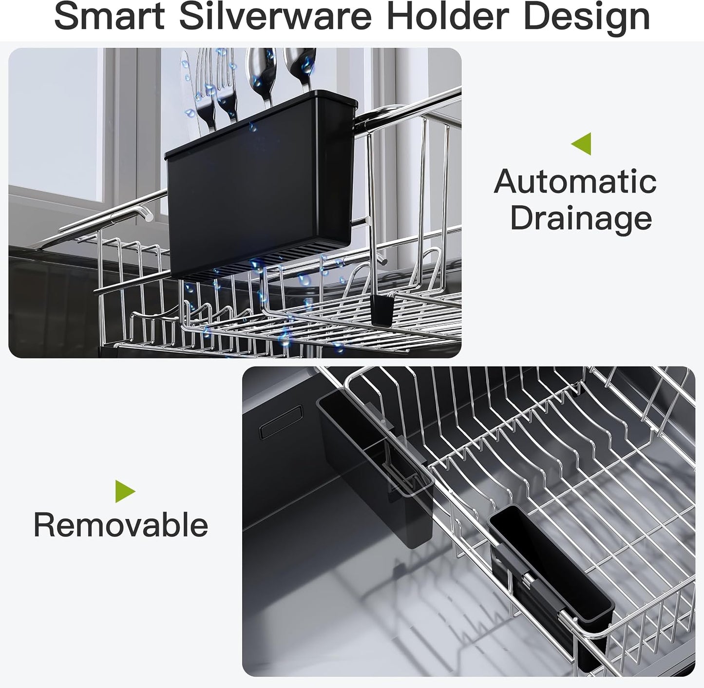 JASIWAY Dish Drying Rack in Sink, Dish Drainer with Cup and Utensil Holder